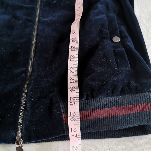 Ted Baker London Blue Velvet Bomber Jacket Size 6 - Picture 13 of 14